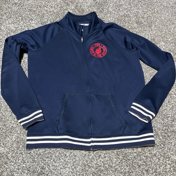 Cleveland Indians Pink Victoria Secret Women Jacket L Track Logo Full Zip 2015 - Picture 1 of 8